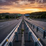 Double beam crash barrier installation