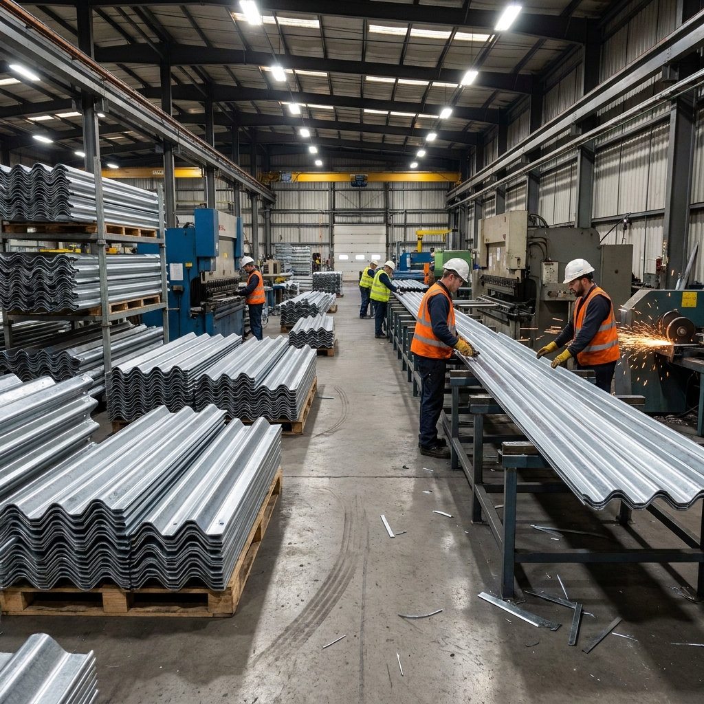 Crash barrier production in factory 202604291857