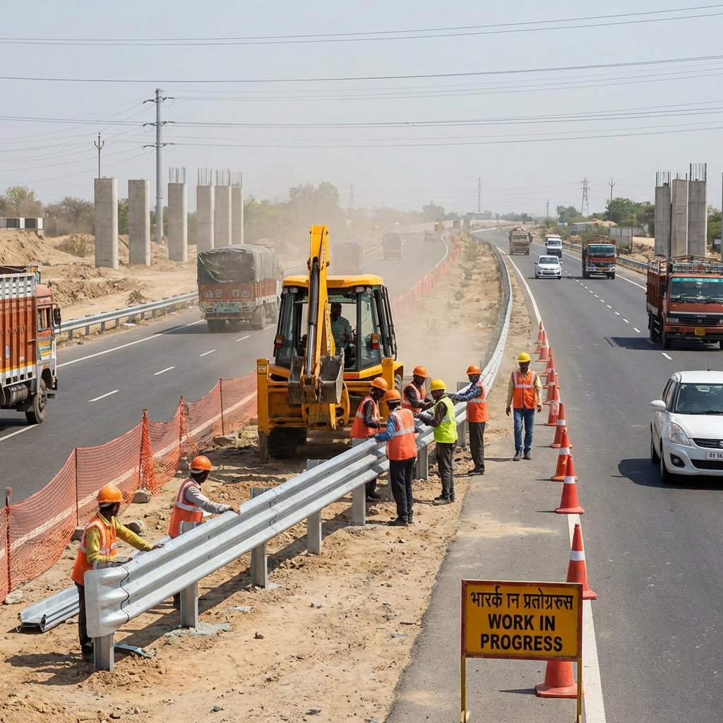 Highway barrier installation 202604131309