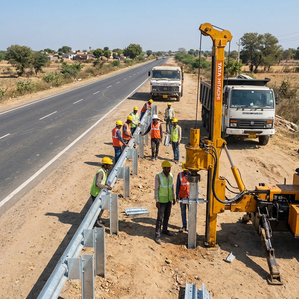 Indian workers installing crash … 202604301006