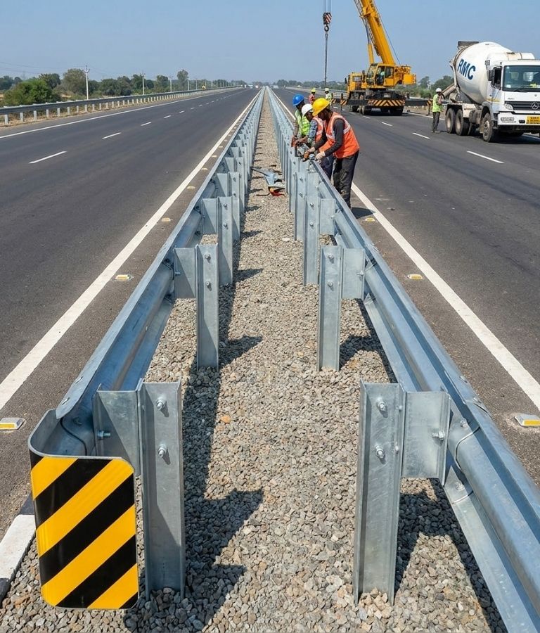 Thrie beam metal crash barrier - image 2