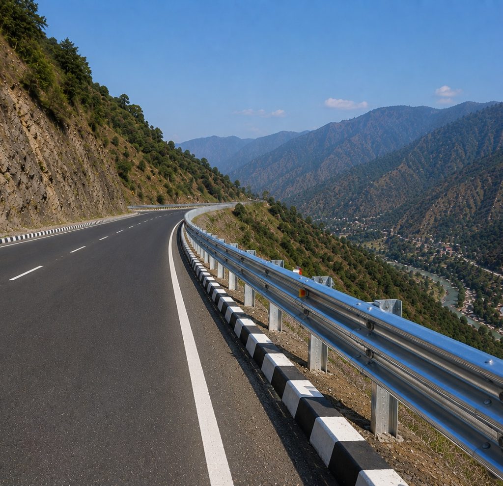 Double beam single side metal crash barrier manufacturing